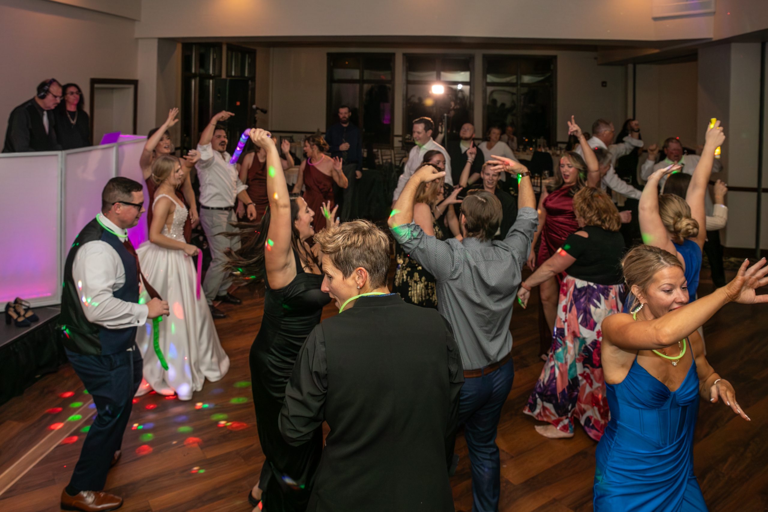 Scranton wedding DJ packed dance floor guests dancing at NEPA wedding reception
